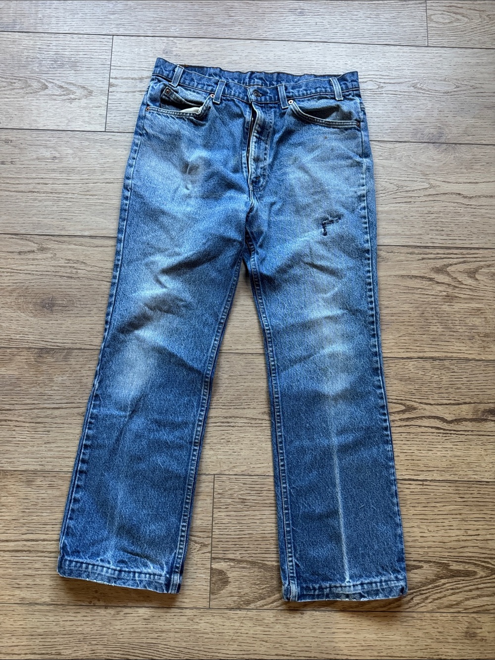 Levi's Straight-Leg Washed Blue Denim Jeans